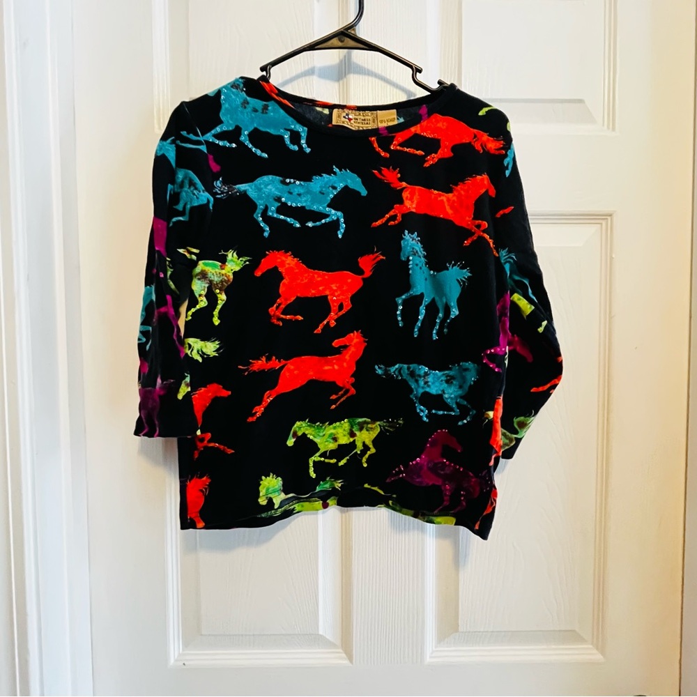 Colorful Don’t Mess With Texas Sweater Sequins Embroidered Size Large